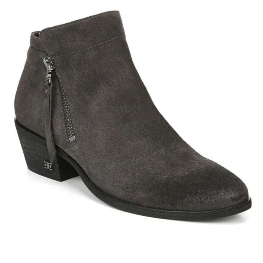 SAM EDELMAN Packer Asphalt Gray Suede Double Zip Ankle Boots & Booties 9.5